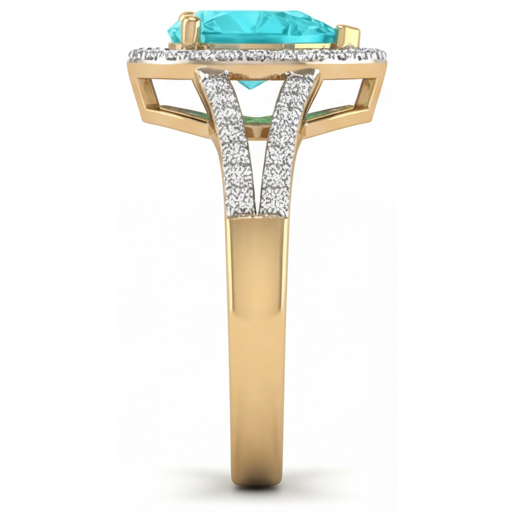 Tormalina Paraiba Anello con Pavé Halo 2 carati Oro Due Toni 14K – vista dall'alto