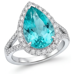 Tormalina Paraiba Pavé Anello con Pavé Halo 5,25 carati in Oro