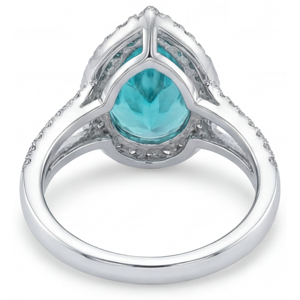 Tormalina Paraiba Anello con Pavé Halo 5,25-carati Oro 14 Carati Bianco – vista profilo