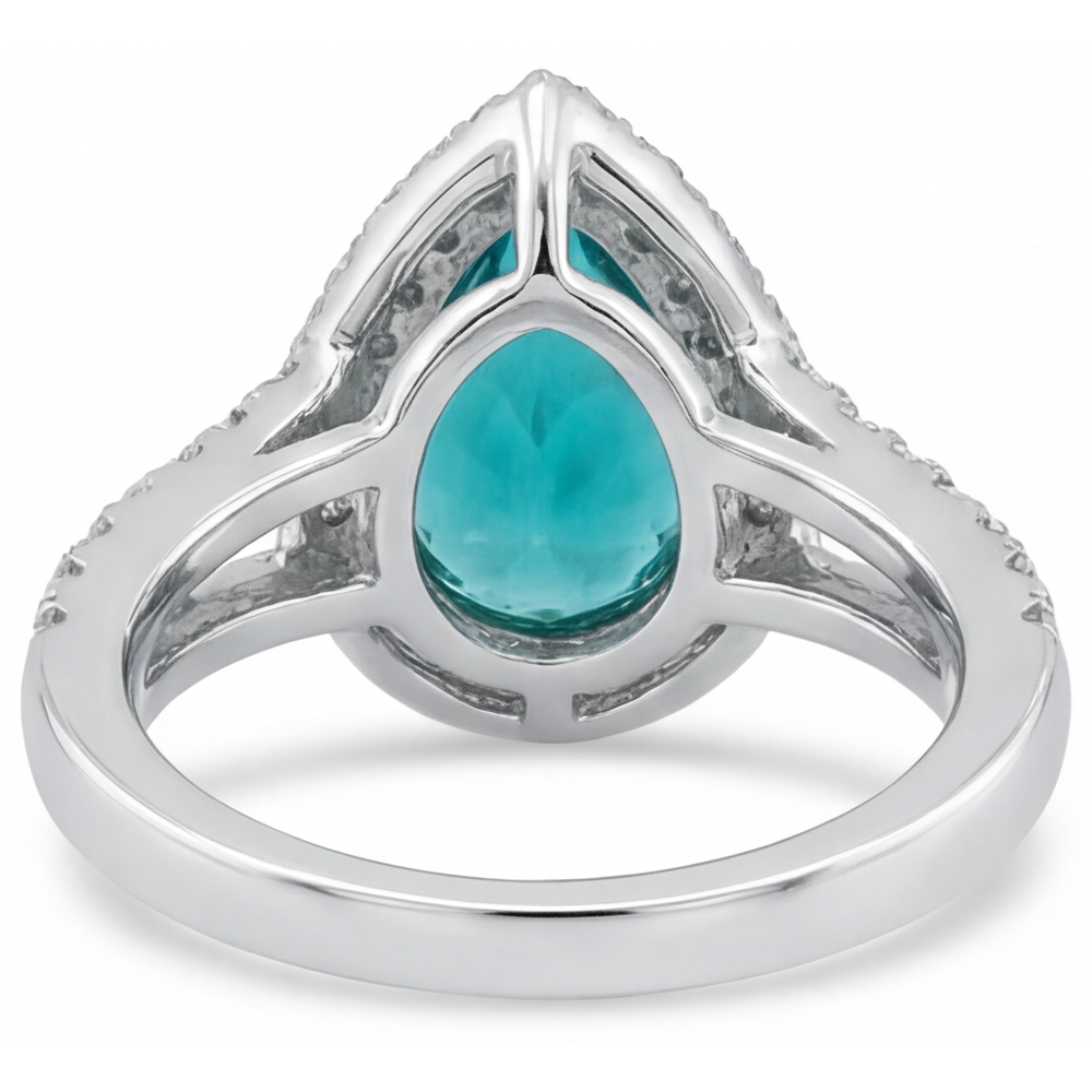 Tormalina Paraiba Anello con Pavé Halo 5,50-carati Oro Bianco 14K – vista dall'alto