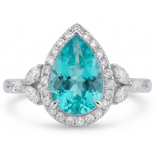 Tormalina Paraiba Anello con Pietra Preziosa – vista frontale