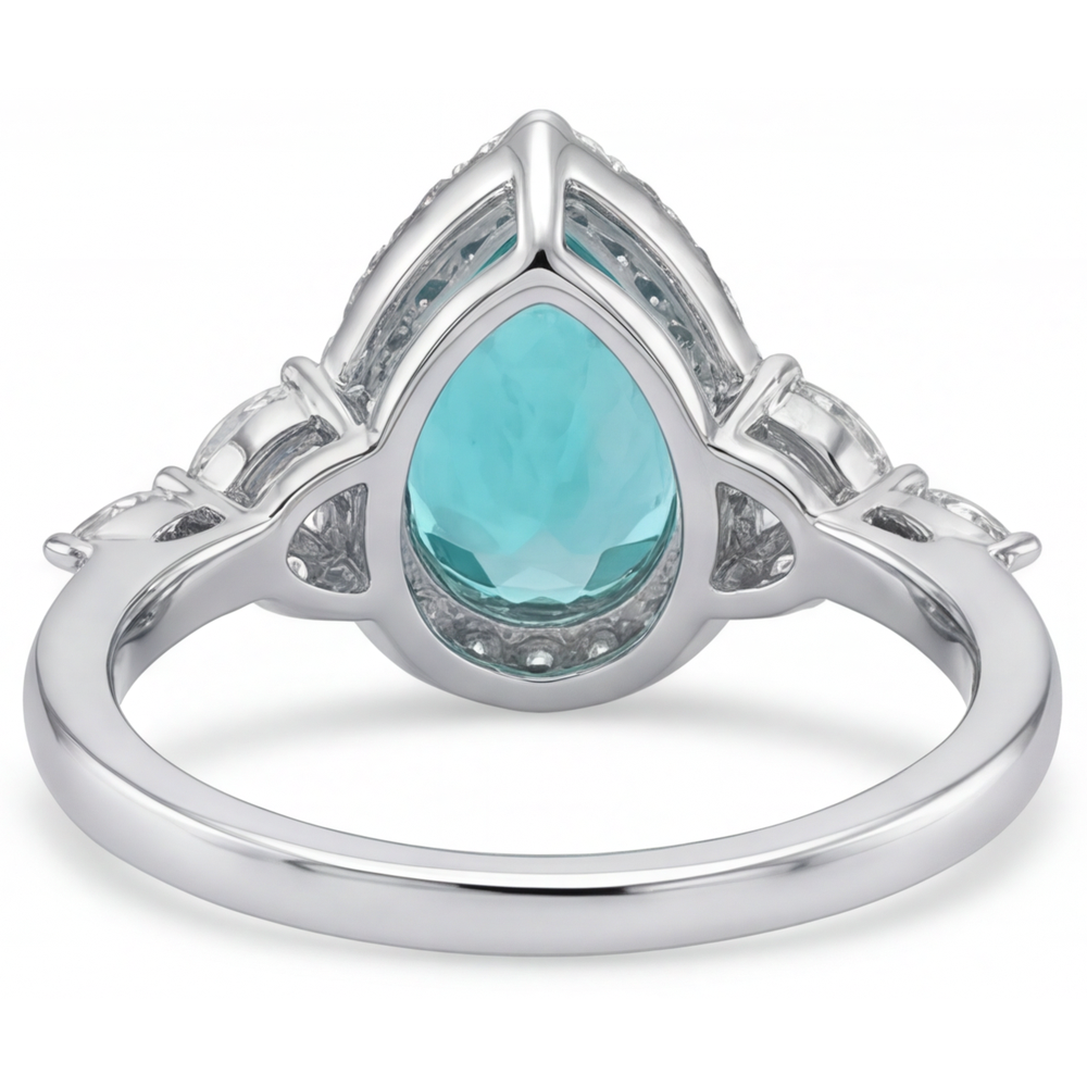 Tormalina Paraiba Anello con Pietra Preziosa 2,25-carati Oro Bianco 14K – vista dall'alto