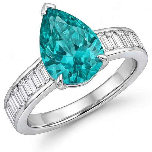 Tormalina Paraiba Anello con Pietra Preziosa 2,50-carati Oro Bianco 14K – vista principale