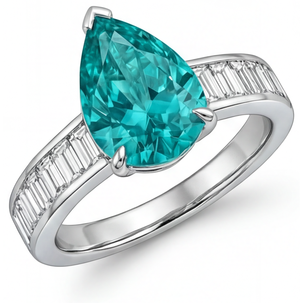 Tormalina Paraiba Anello con Pietra Preziosa 2,50-carati Oro Bianco 14K – vista angolare