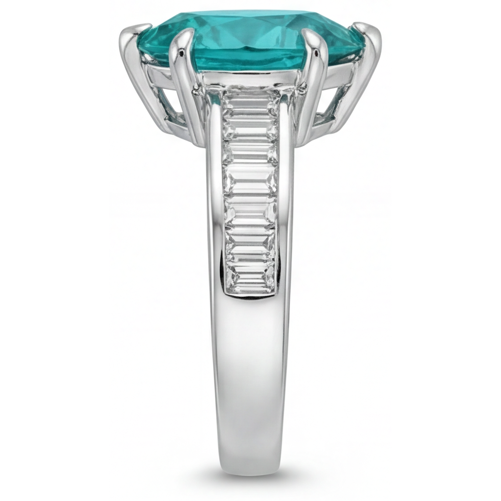 Tormalina Paraiba Anello con Pietra Preziosa 2,50 carati Oro Bianco 14K – vista dall'alto