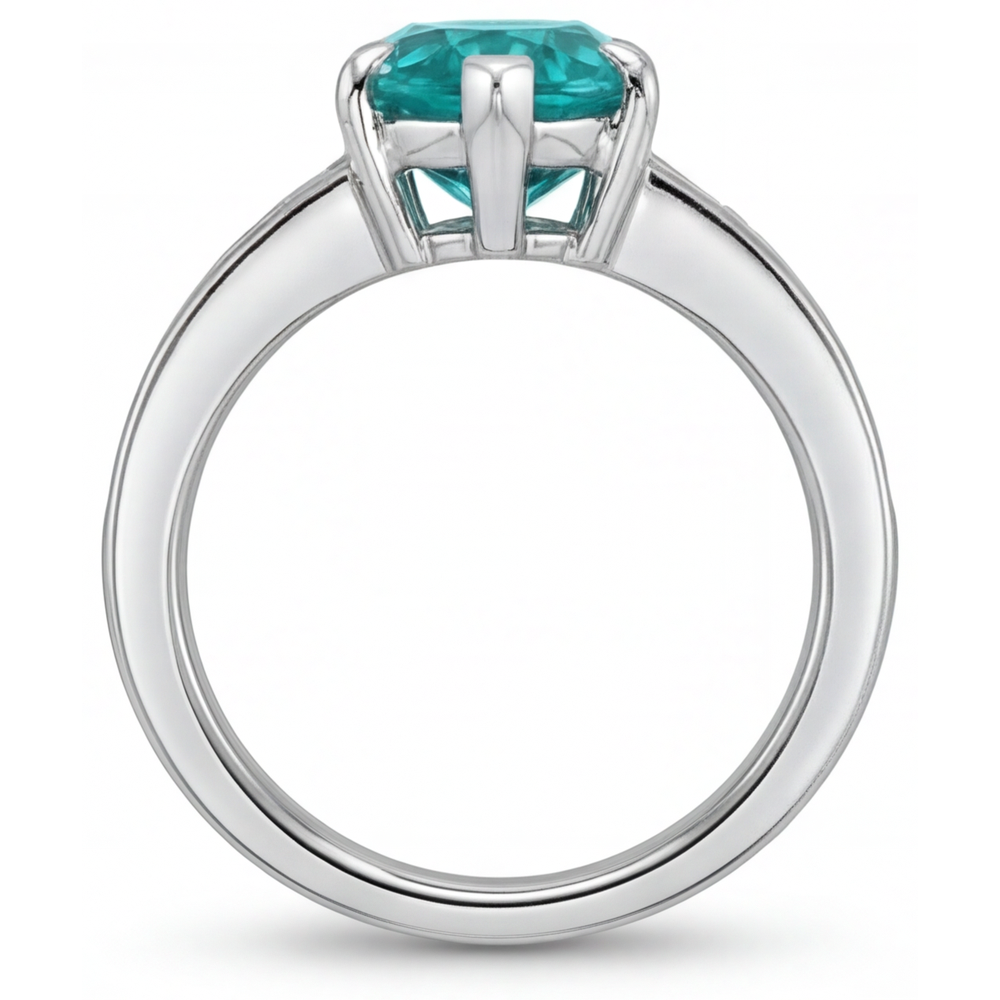 Tormalina Paraiba Anello con Pietra Preziosa 2,50-carati Oro Bianco 14K – vista posteriore