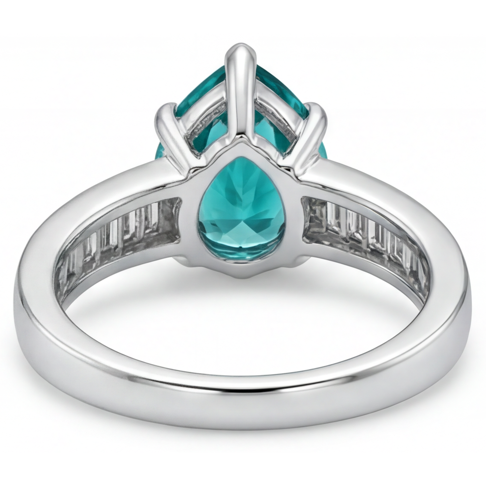 Tormalina Paraiba Anello con Pietra Preziosa 2,50 carati Oro Bianco 14K – vista dettaglio
