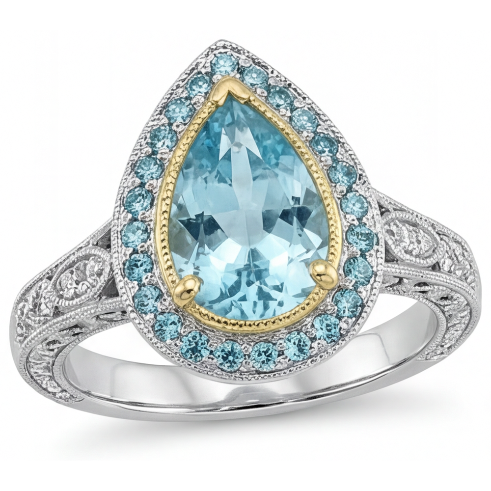 Di lusso Tormalina Paraiba Anello di Fidanzamento Halo 2,25 carati – vista principale