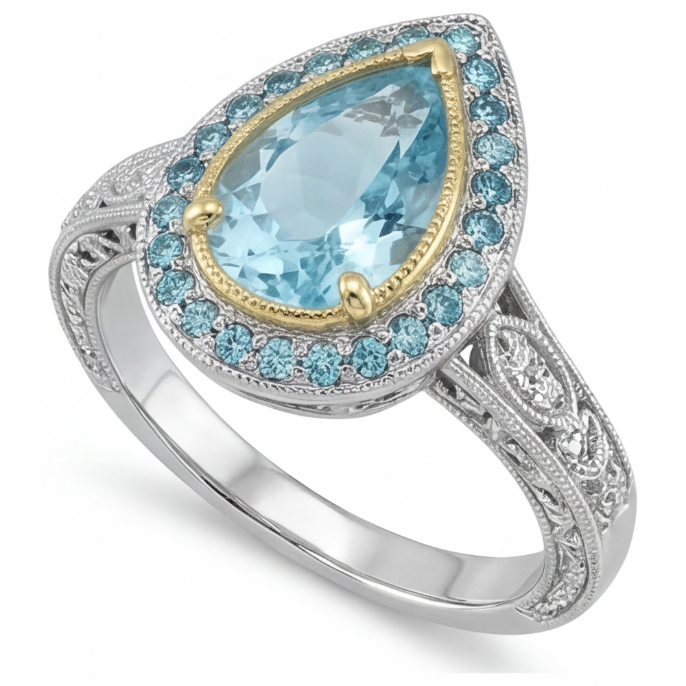 Di lusso Tormalina Paraiba Anello di Fidanzamento Halo 2,25 carati – vista angolare