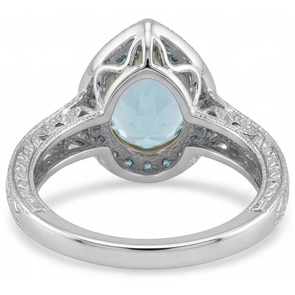 Tormalina Paraiba Anello di Fidanzamento Halo – vista profilo