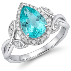 Tormalina Paraiba VVS Anello di Fidanzamento Halo – 3,25 carati
