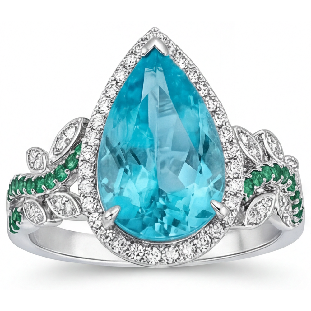 Tormalina Paraiba Anello di Fidanzamento Halo 5,75 carati Oro Bianco 14K – vista angolare