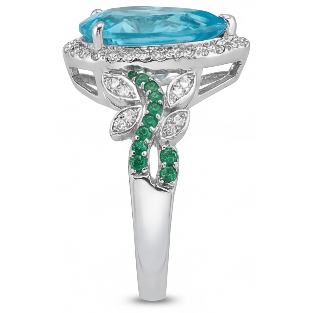 Tormalina Paraiba Anello di Fidanzamento Halo – vista dettaglio