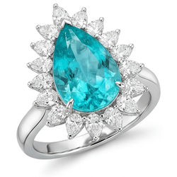 Raffinato Anello di Fidanzamento Halo con Tormalina Paraiba