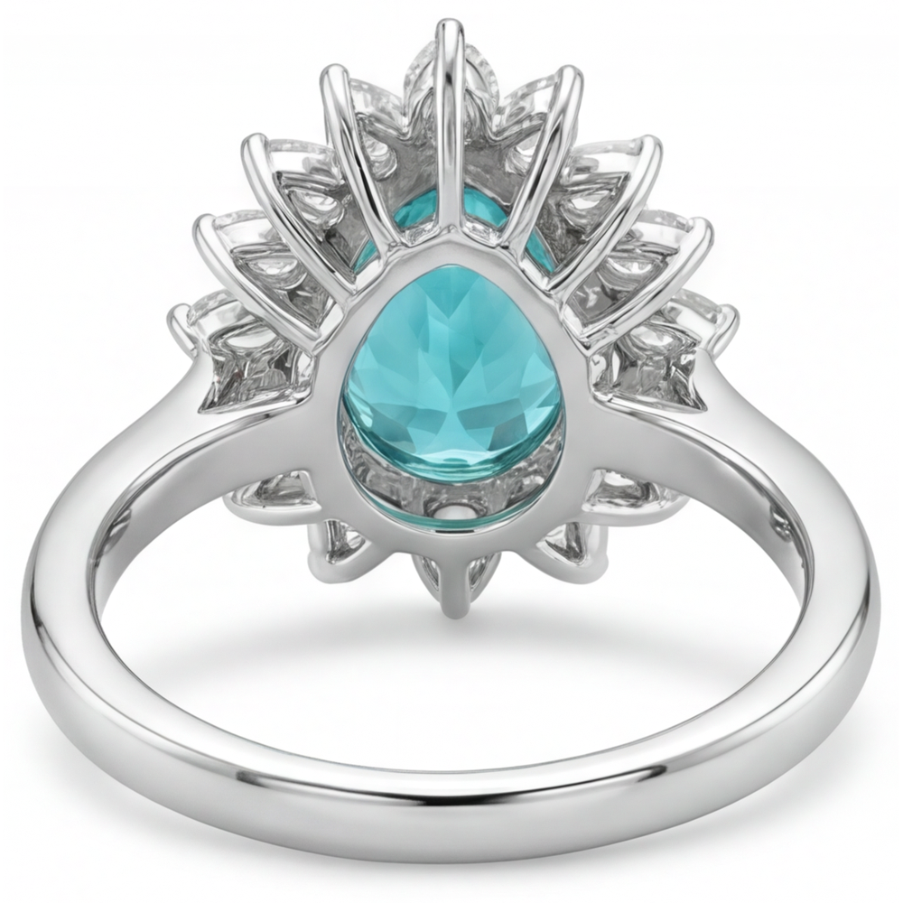 Anello di Fidanzamento Halo Oro Bianco 14K con Tormalina Paraiba – vista dall'alto
