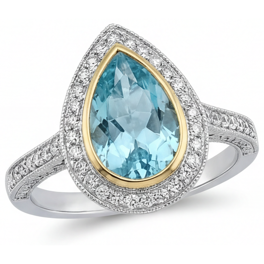 Brillante Tormalina Paraiba Anello Halo 1,75 carati – vista principale