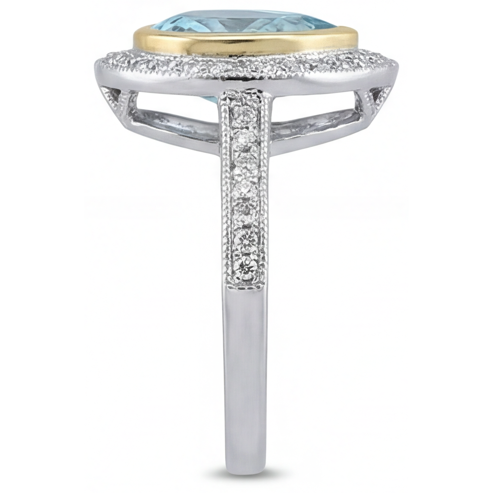 Anello Halo Oro Due Toni 14K con Tormalina Paraiba – vista dall'alto