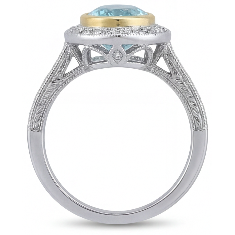 Tormalina Paraiba Anello Halo 1,75-carati Oro Due Toni 14K – vista posteriore
