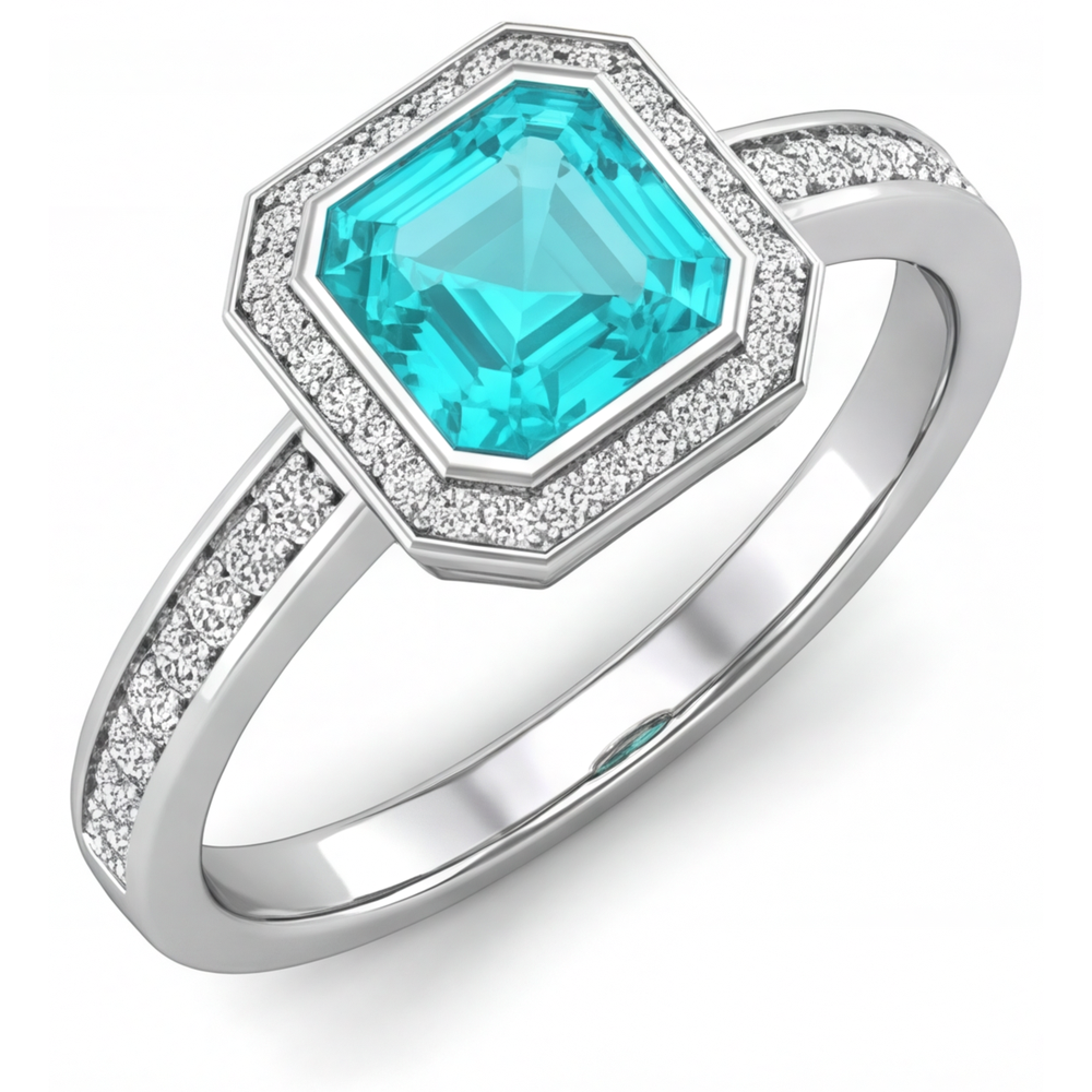 Su misura Tormalina Paraiba Anello Halo 3,50 carati – vista principale