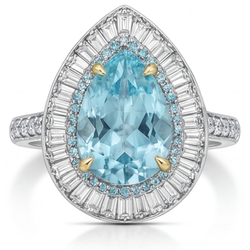 Tormalina Paraiba Purezza VVS Anello Halo 7 carati in Oro