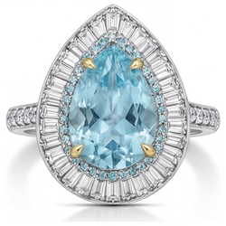 Tormalina Paraiba Purezza VVS Anello Halo 7 carati in Oro