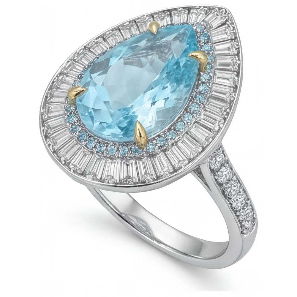 Tormalina Paraiba Anello Halo 7-carati Oro Bicolore 14K – vista laterale