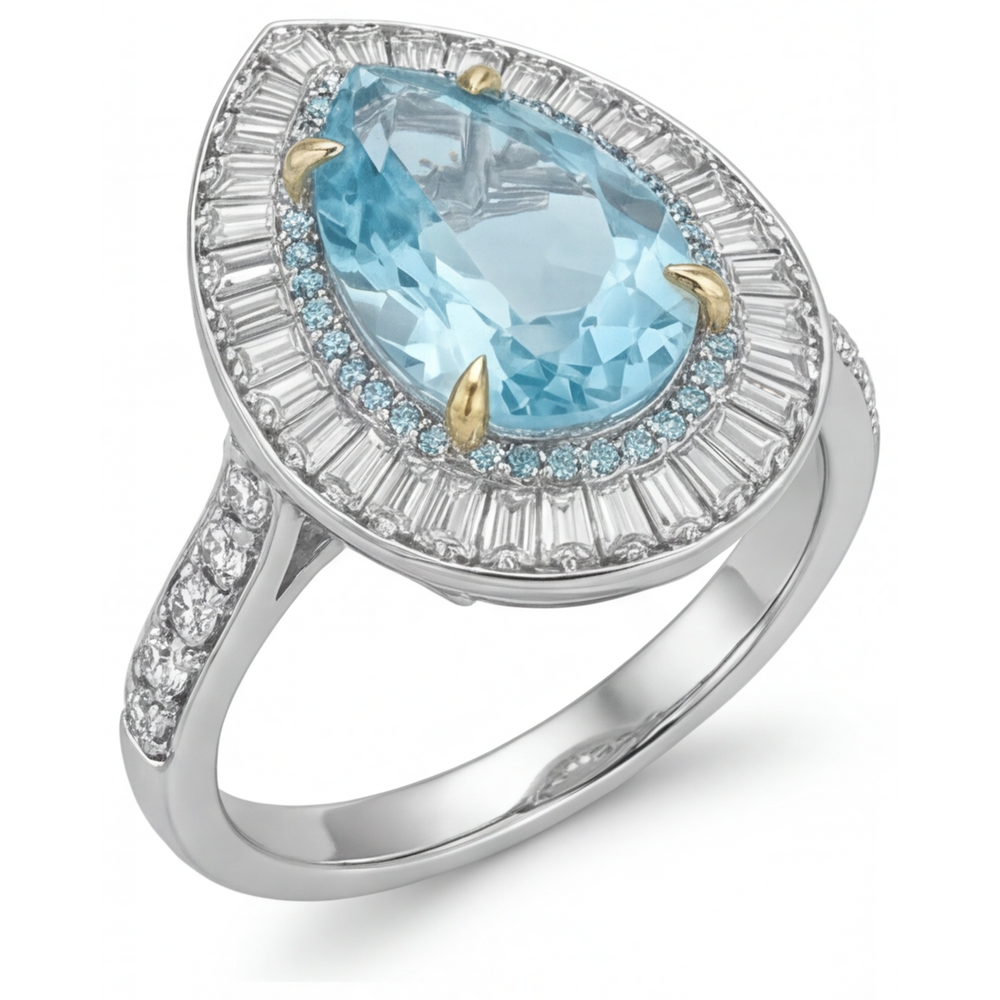 Abbagliante Tormalina Paraiba Anello Halo 7 carati – vista angolare