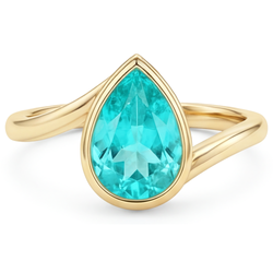 Anello Pietra Colorata Oro 14 Carati Giallo – Tormalina Paraiba