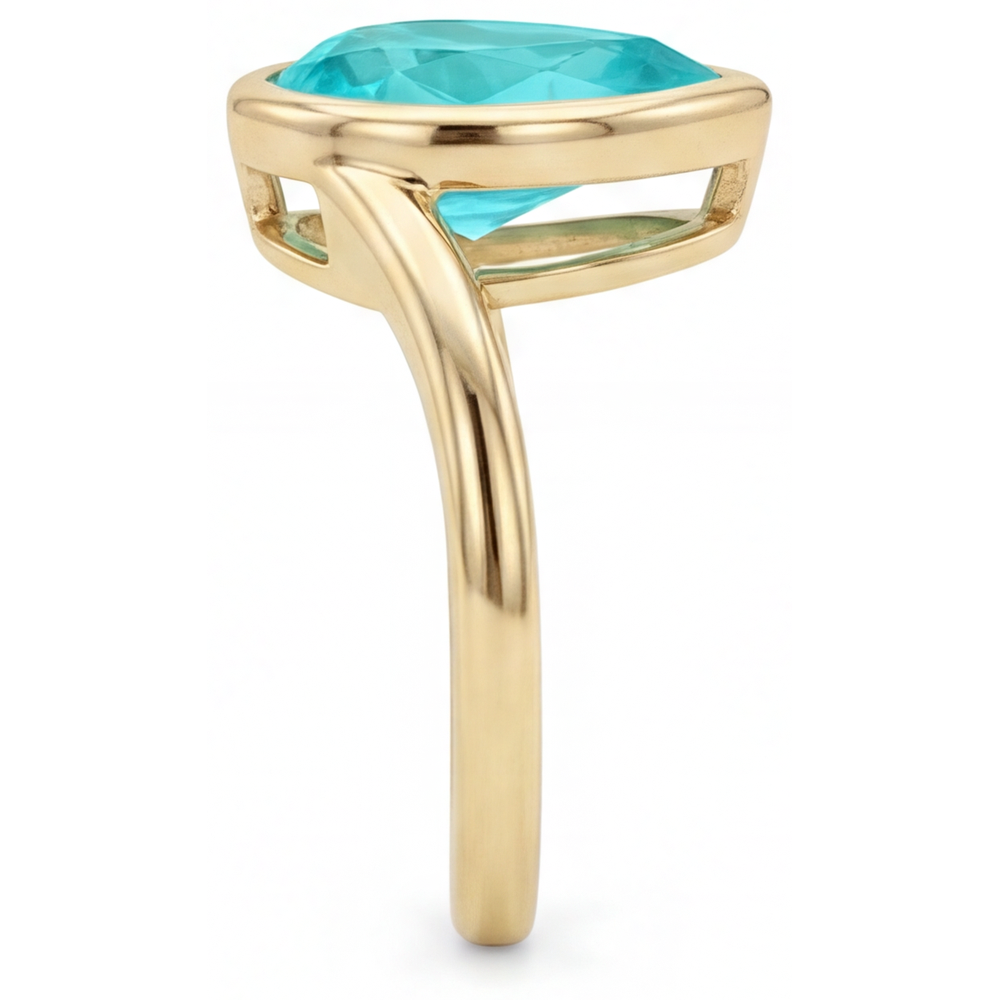Tormalina Paraiba Anello Pietra Colorata 2,50 carati Oro 14 Carati Giallo – vista dall'alto