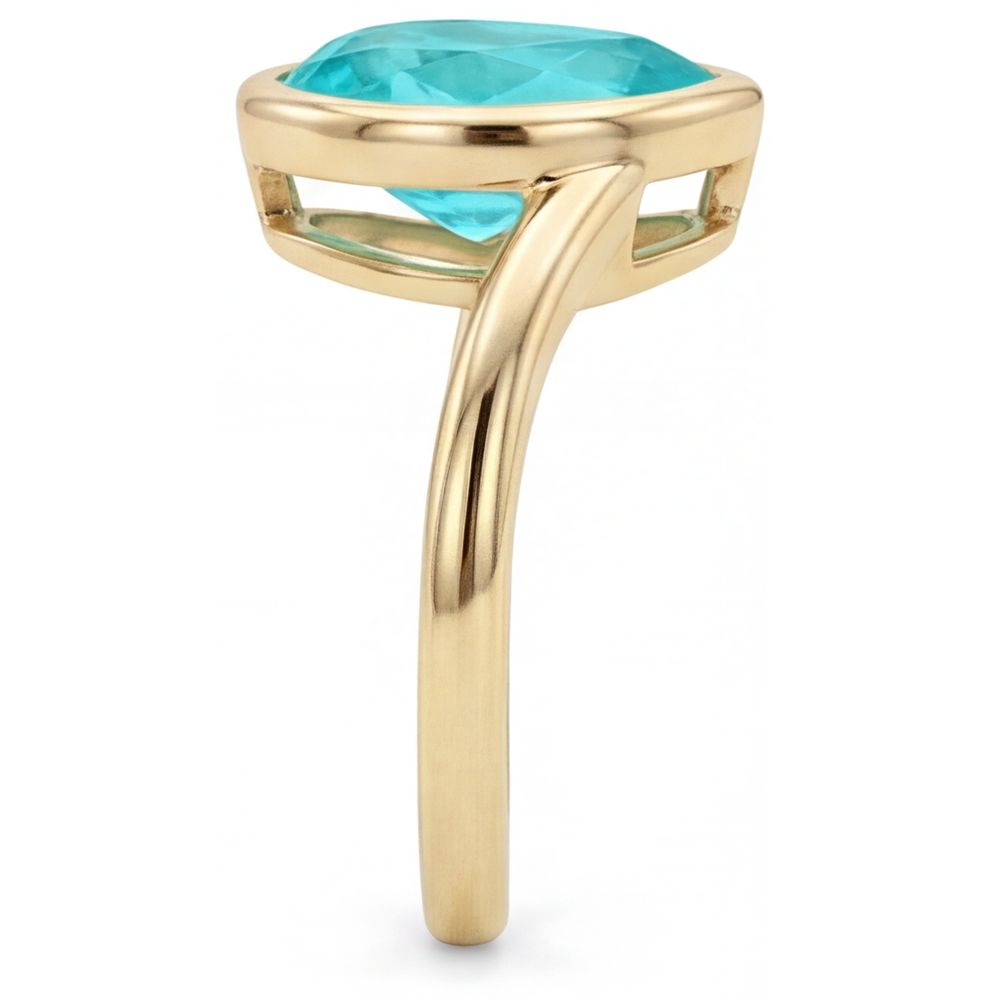 Tormalina Paraiba Anello Pietra Colorata 2,50 carati Oro 14 Carati Giallo – vista posteriore