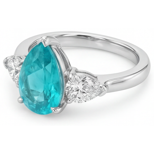 Tormalina Paraiba Anello Trilogy 2-carati Oro Bianco 14K – vista frontale