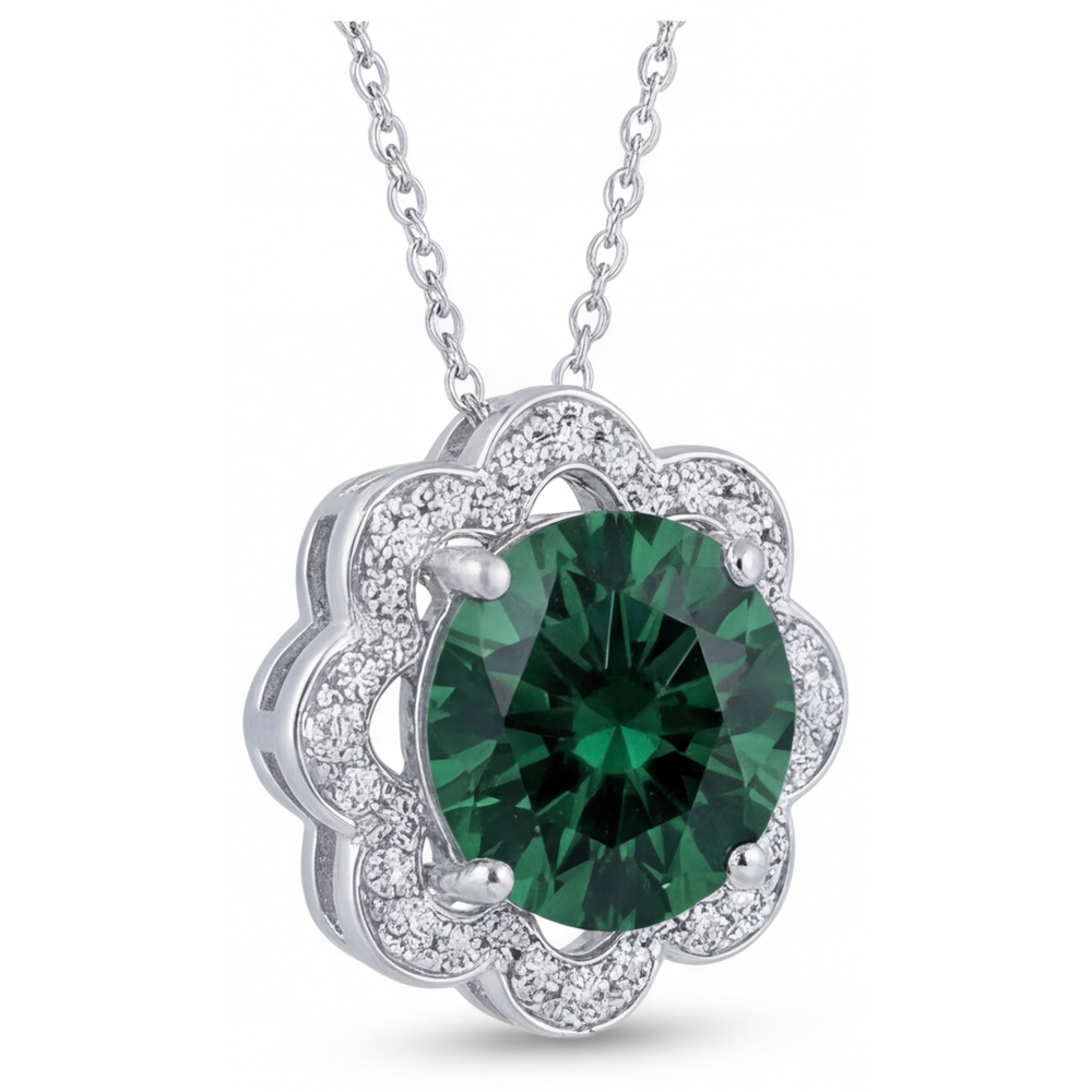 Tormalina Pendente con Gemma 2,25-carati Oro Bianco 14K – vista frontale