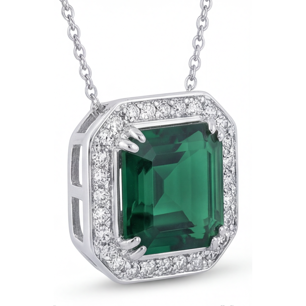 Taglio Asscher Tormalina anello in Oro Bianco 14K – vista frontale