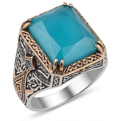 Brillante Turchese Turquoise Anello Halo – 5 carati Oro Bicolore