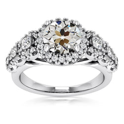 vecchio minatore Diamante Halo Ring Cathedral Set gioielli in oro 5.5 carati