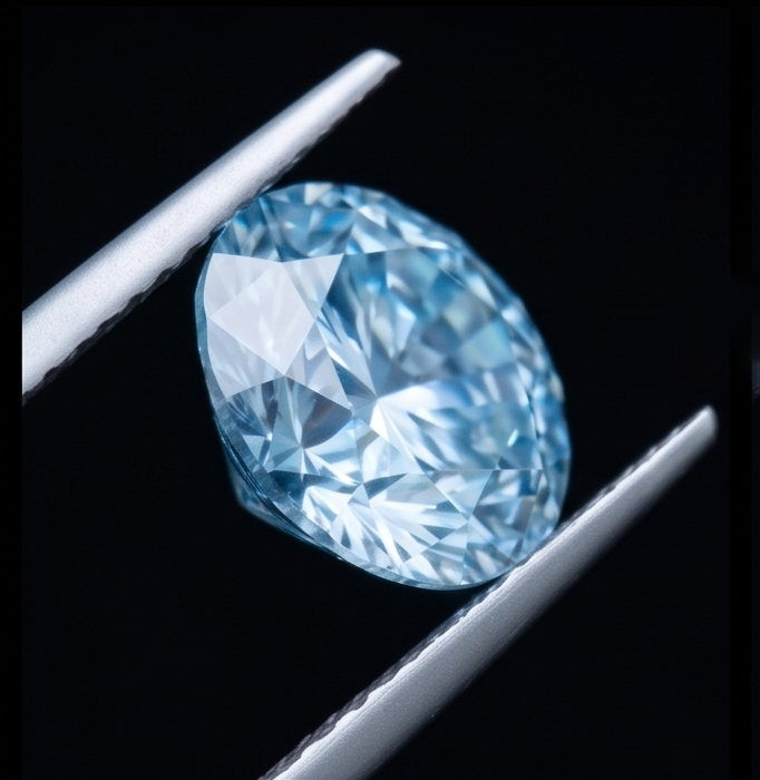 Vero Diamante 2 Carati Rotondo Blu Migliorato Sciolto - view 3