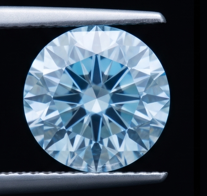 Vero Diamante 2 Carati Rotondo Blu Migliorato Sciolto - view 4