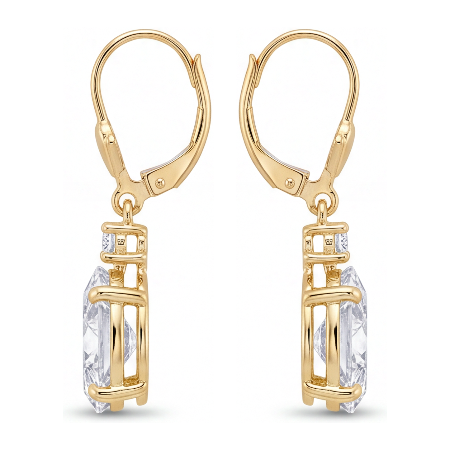 Orecchini pendenti con diamanti bianchi ovali da 3 carati da laboratorio con chiusura a monachella in Oro Giallo 14K