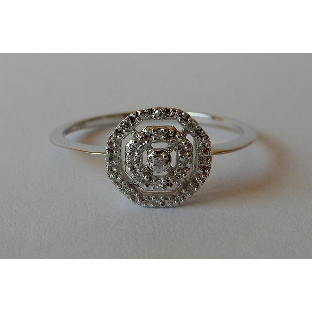 Diamante Taglio Rotondo Anello con Pavé Halo in Oro Rosa 14K – vista principale