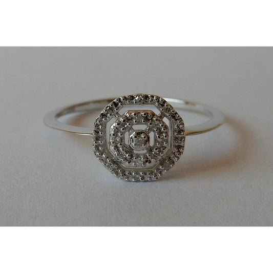 Diamante Taglio Rotondo Anello con Pavé Halo in Oro Rosa 14K – vista principale