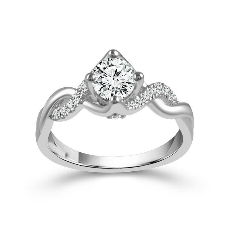 Diamante Solitario con Pietre Laterali 2,10-carati Oro Bianco 14K – vista principale