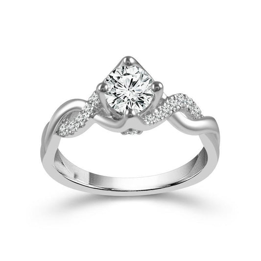 Diamante Solitario con Pietre Laterali 2,10-carati Oro Bianco 14K – vista principale