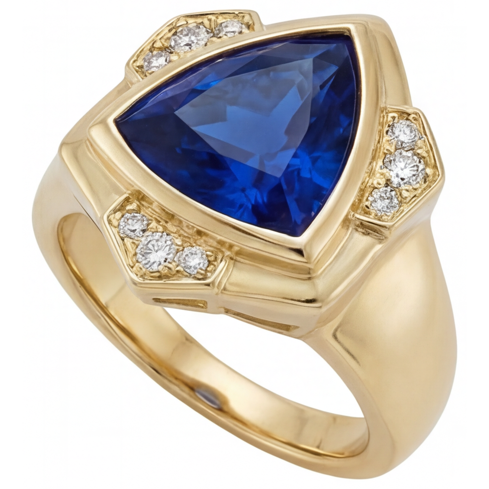 Zaffiro Blu Alta Gioielleria 5,5-carati Oro 14 Carati Giallo – vista angolare