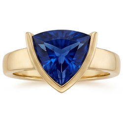 Oro 14 Carati Giallo Zaffiro Blu Anello con Gemma – 3-carati