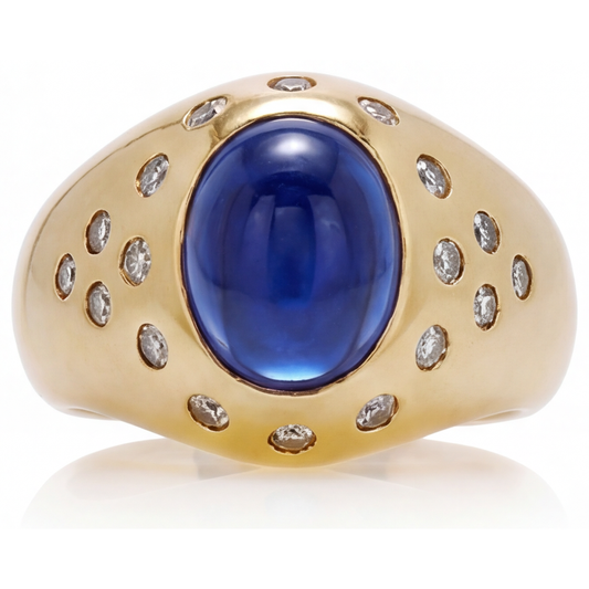 Zaffiro Blu Anello con Gemma 5-carati Oro Giallo 14K – vista principale