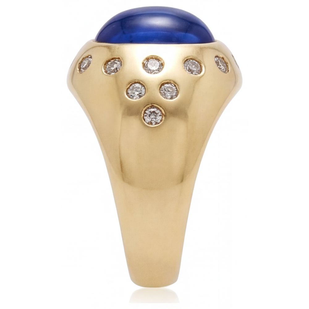 Firmato Zaffiro Blu Anello con Gemma 5 carati – vista laterale