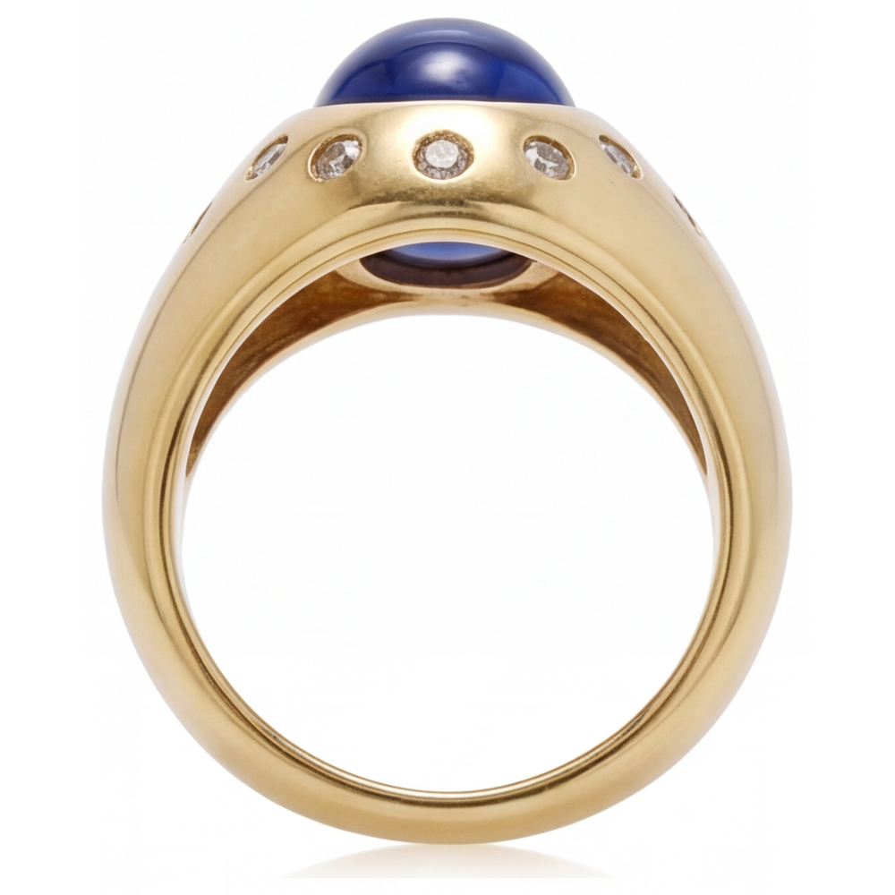 Anello con Gemma Oro Giallo 14K con Zaffiro Blu – vista angolare