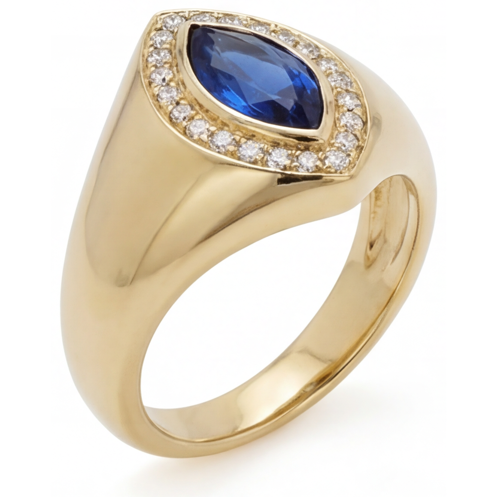 Squisito Zaffiro Blu Anello con Pietra Preziosa 2,75 carati – vista laterale