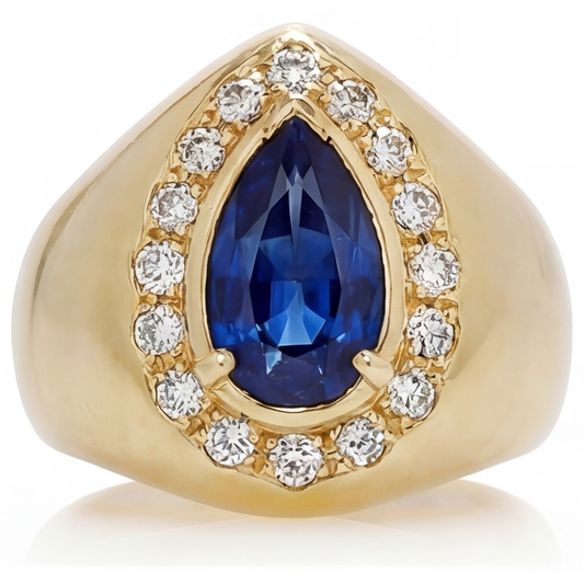 Zaffiro Blu Anello con Pietra Preziosa 3,75-carati Oro 14 Carati Giallo – vista principale
