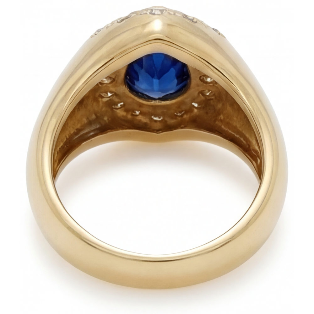 Zaffiro Blu Anello con Pietra Preziosa 3,75 carati Oro 14 Carati Giallo – vista posteriore